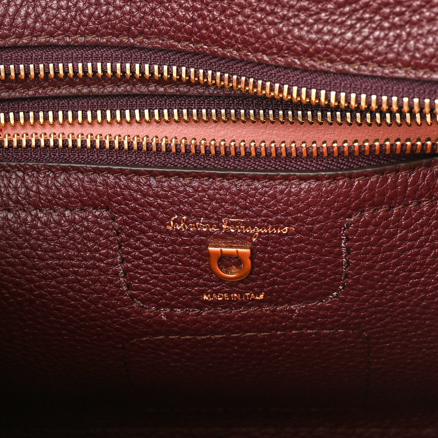 Salvatore Ferragamo Hammered Calfskin Double Handle Small Amy Tote Red 6 of 9