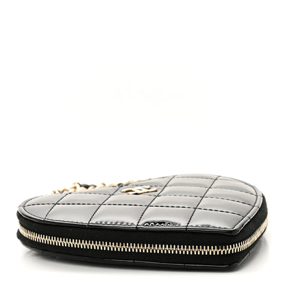Chanel Patent Calfskin Resin Quilted CC Heart Clutch With Chain Black 7 of 17