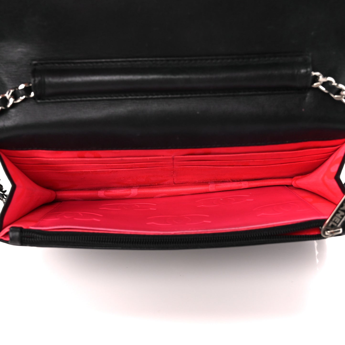 Calfskin Quilted Cambon Wallet on Chain WOC Black