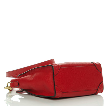 Celine Drummed Calfskin Nano Luggage Coquelicot 4 of 7