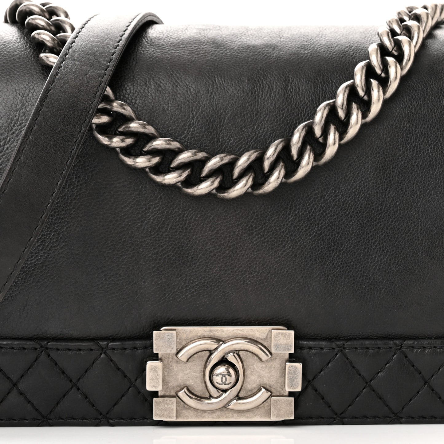 Calfskin Medium Boy Reverso Flap Black