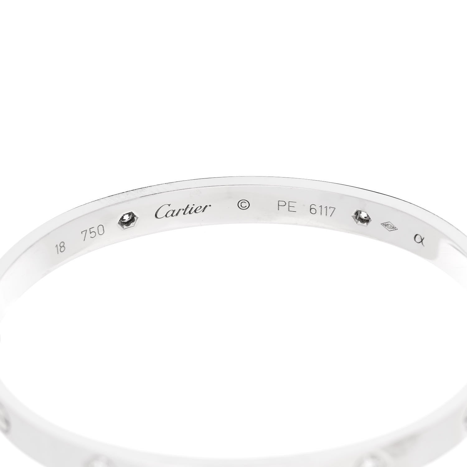 Cartier 18K White Gold 4 Diamond LOVE Bracelet 18 6 of 8