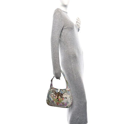 Gucci New Shangai Calfskin Tiger Savanah Small Jackie 1961 Hobo Chalky White Multicolor 2 of 12