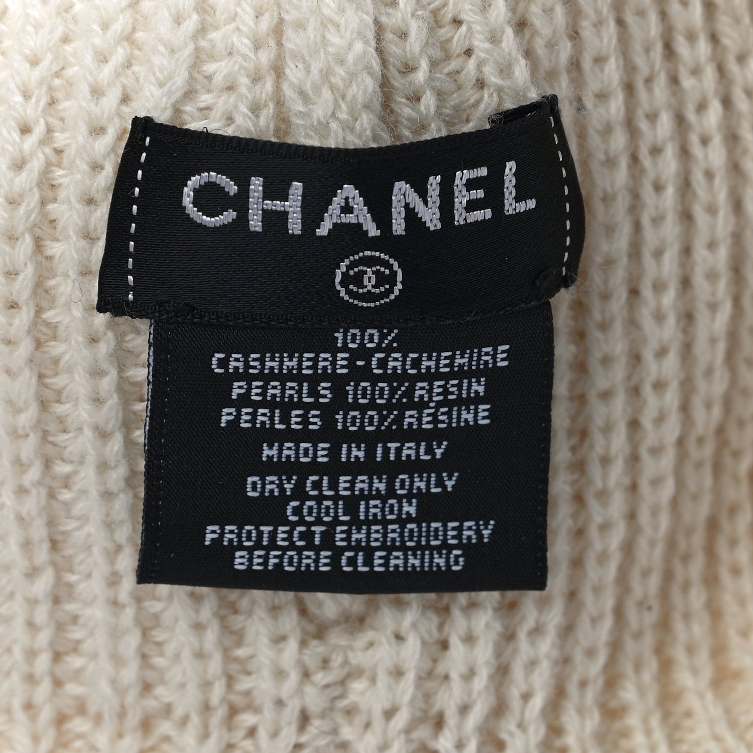 Chanel Cashmere Logo Beanie Hat Ivory 5 of 5