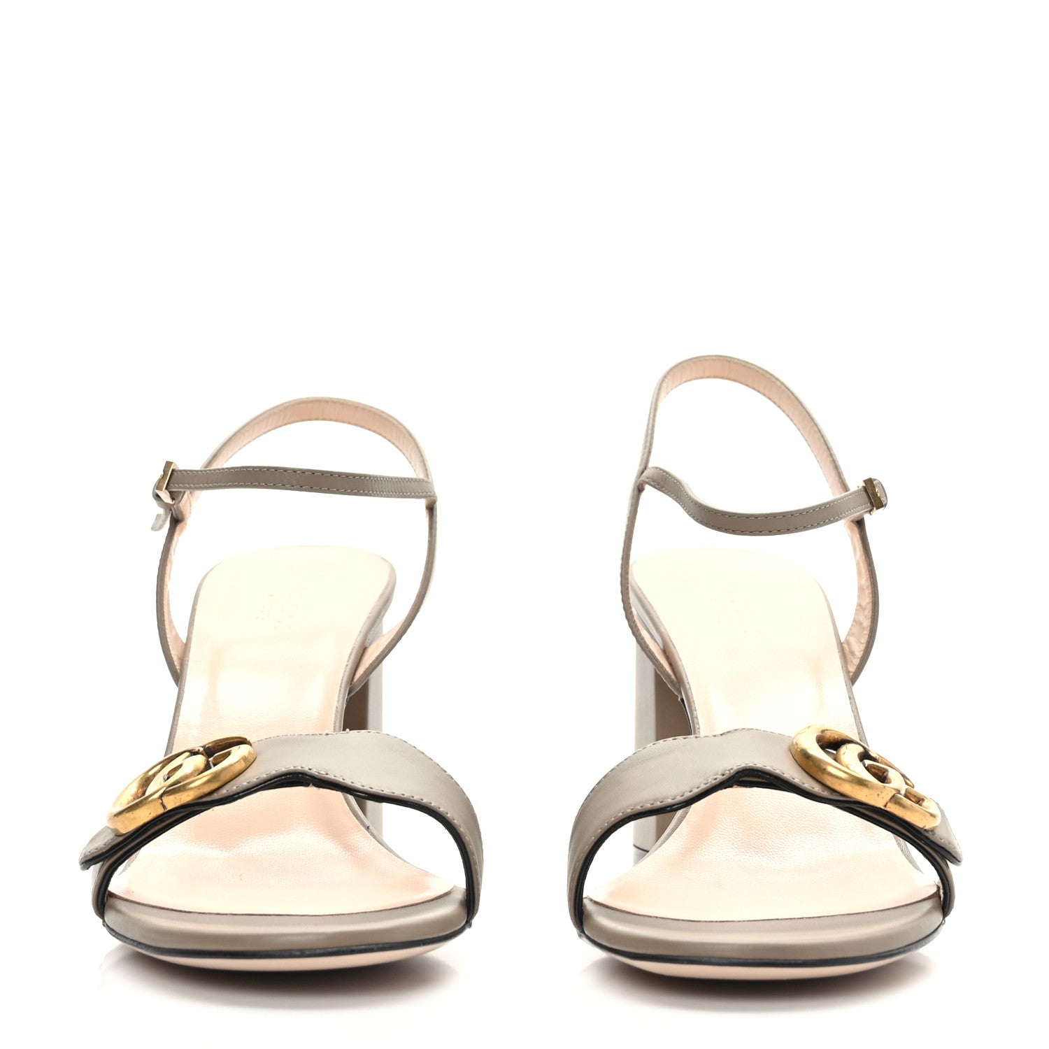 Gucci Lifford Calfskin GG Marmont Ankle Wrap 75mm Sandals 40.5 Mud 2 of 7