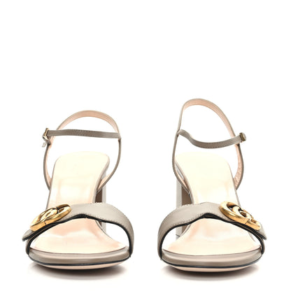 Gucci Lifford Calfskin GG Marmont Ankle Wrap 75mm Sandals 40.5 Mud 2 of 7