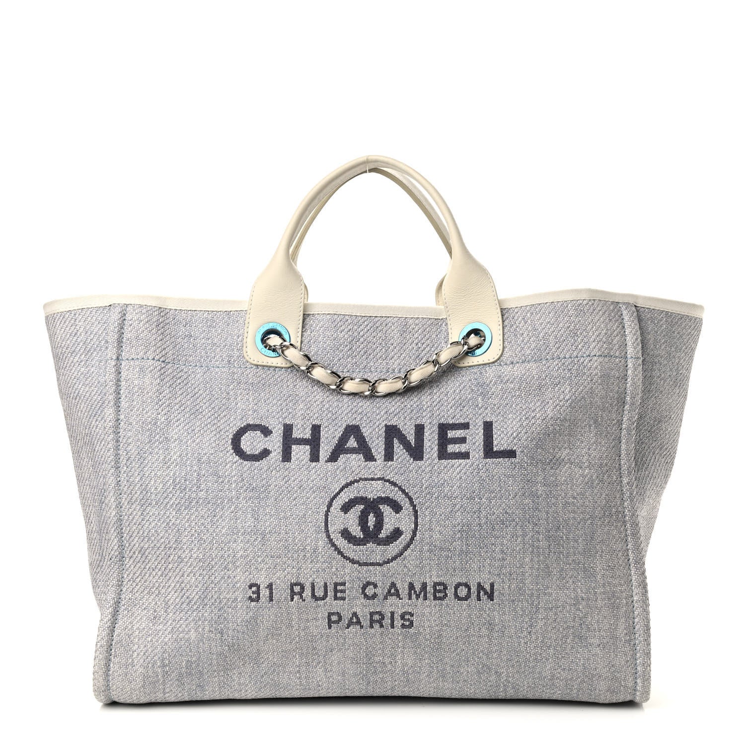 Chanel Canvas Medium Deauville Tote Denim Blue 1 of 9