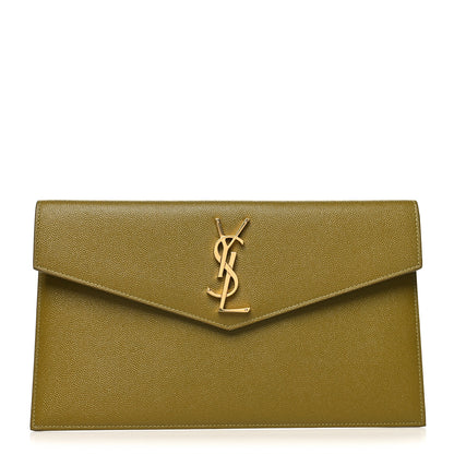 Saint Laurent Grain De Poudre Uptown Pouch Olive 1 of 7