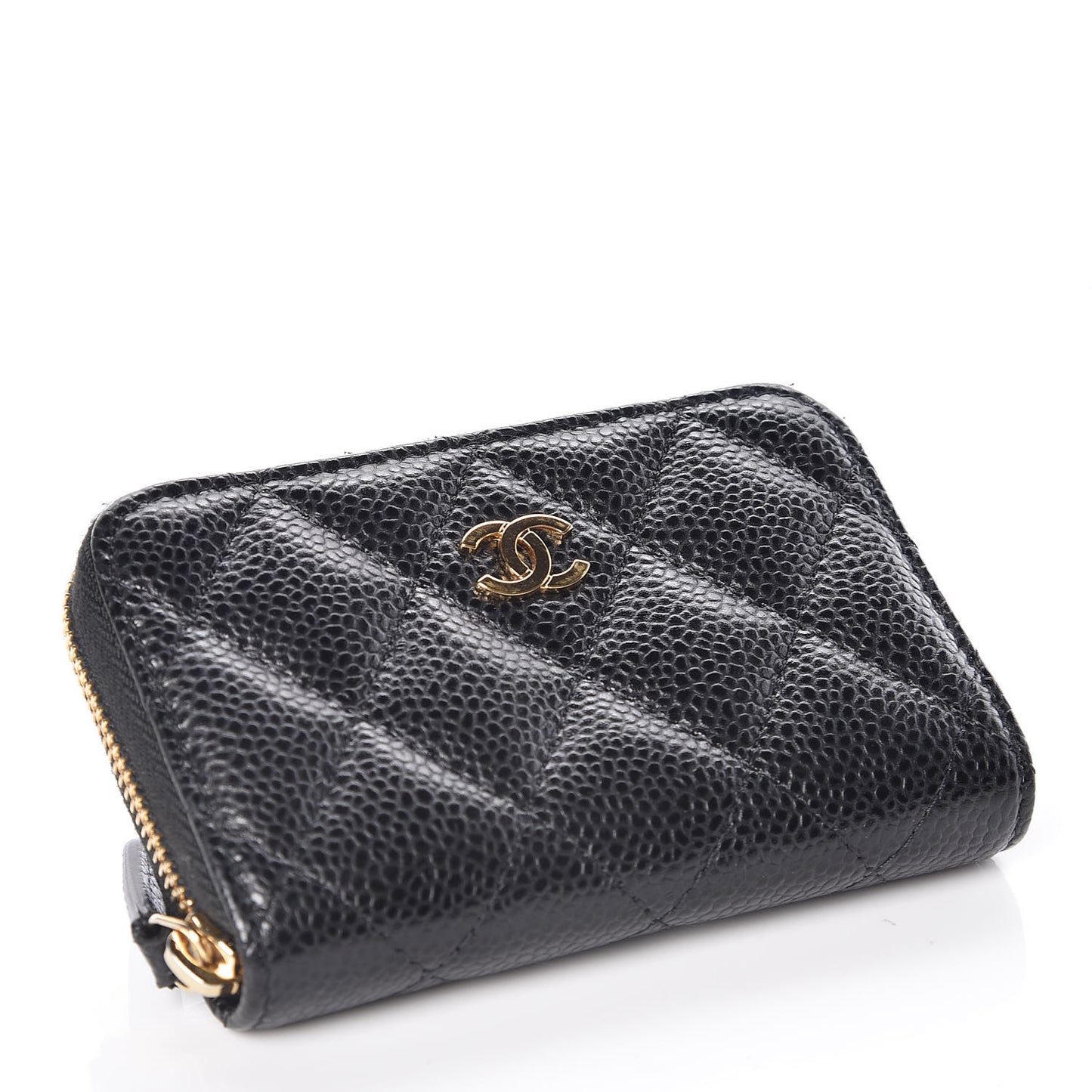 Caviar Quilted Zip Coin Purse Black