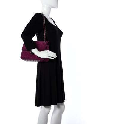 Chanel Suede Lambskin Scallop Quilted Medium Pagoda Flap Purple 4 of 18