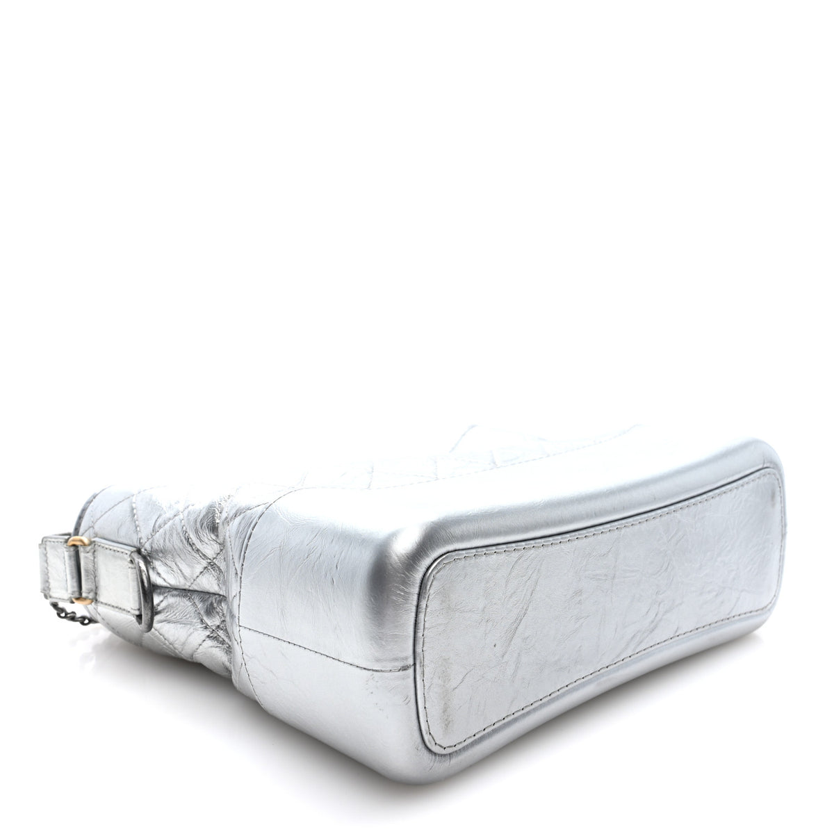Metallic Aged Calfskin Quilted Medium Gabrielle Silver