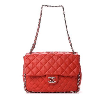 Chanel Washed Lambskin Quilted Maxi Chain Around Flap Red 1 of 12