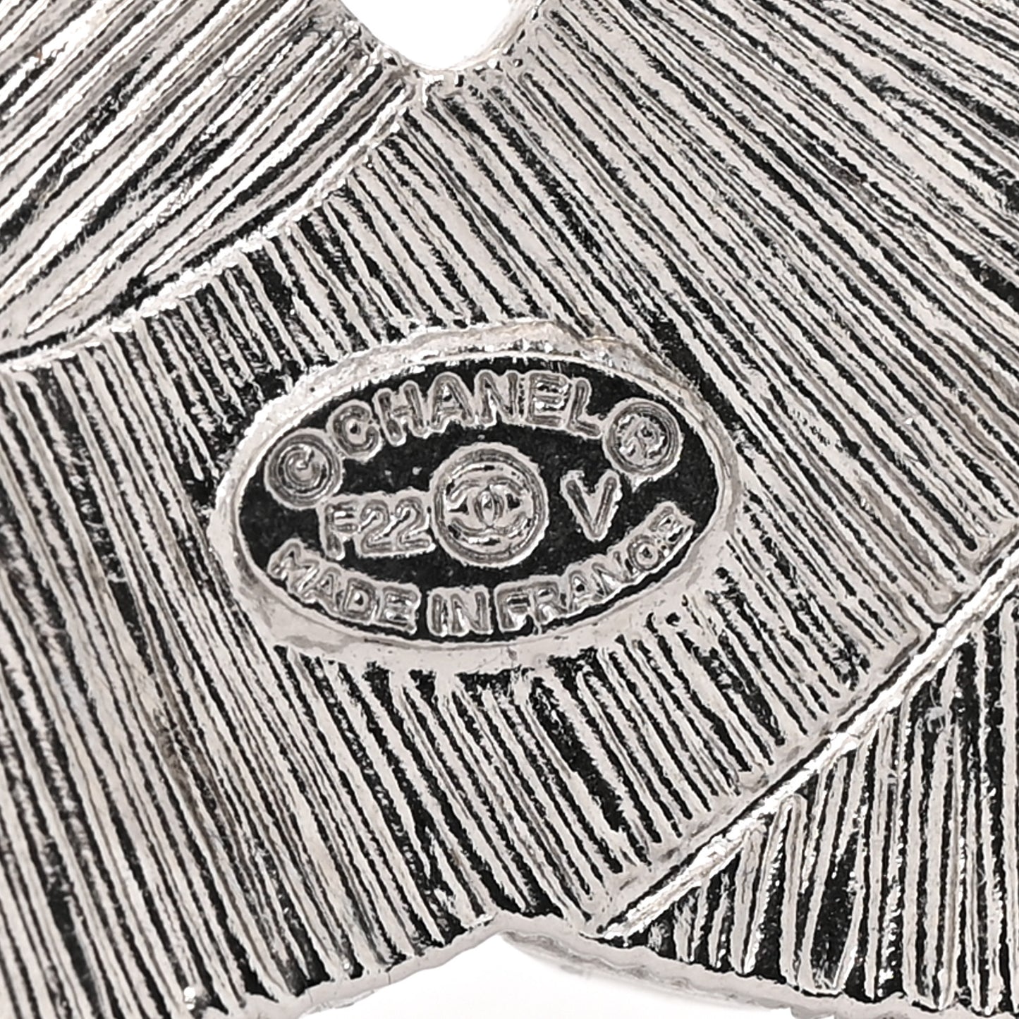 Baguette Crystal CC Brooch Silver