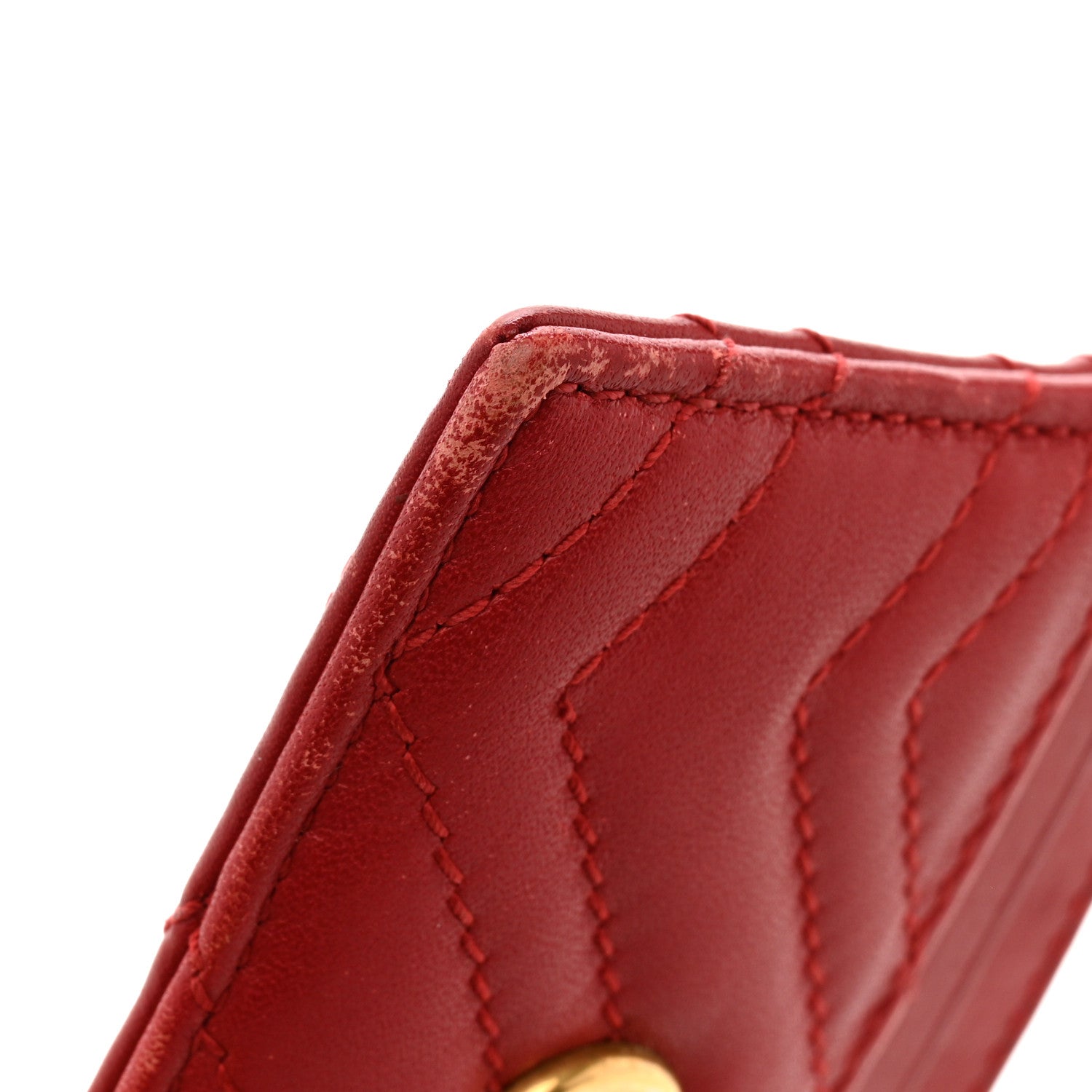 Gucci Calfskin Matelasse GG Marmont Card Holder Hibiscus Red 10 of 11