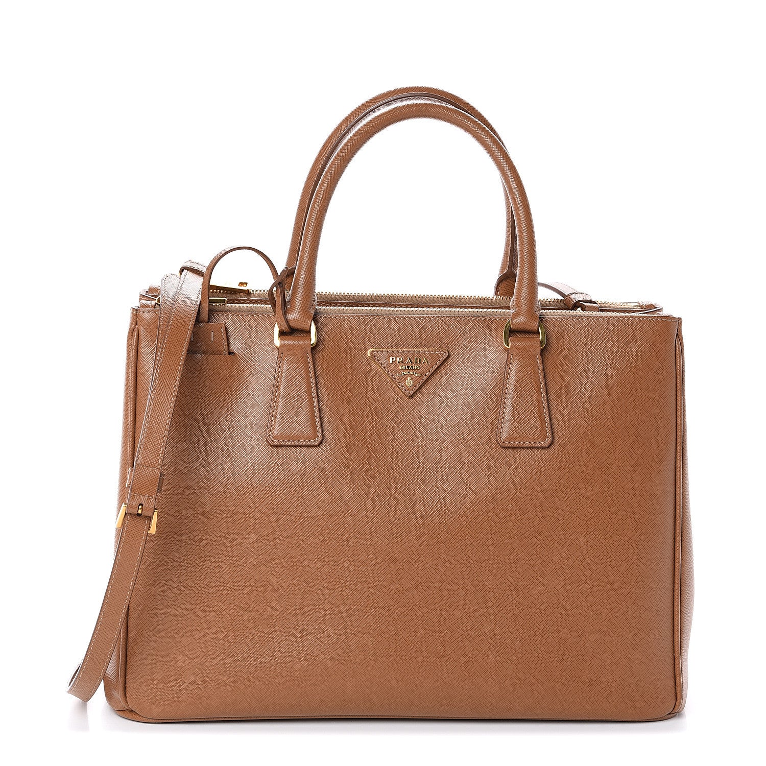 Prada Saffiano Medium Galleria Double Zip Tote Caramel 1 of 8