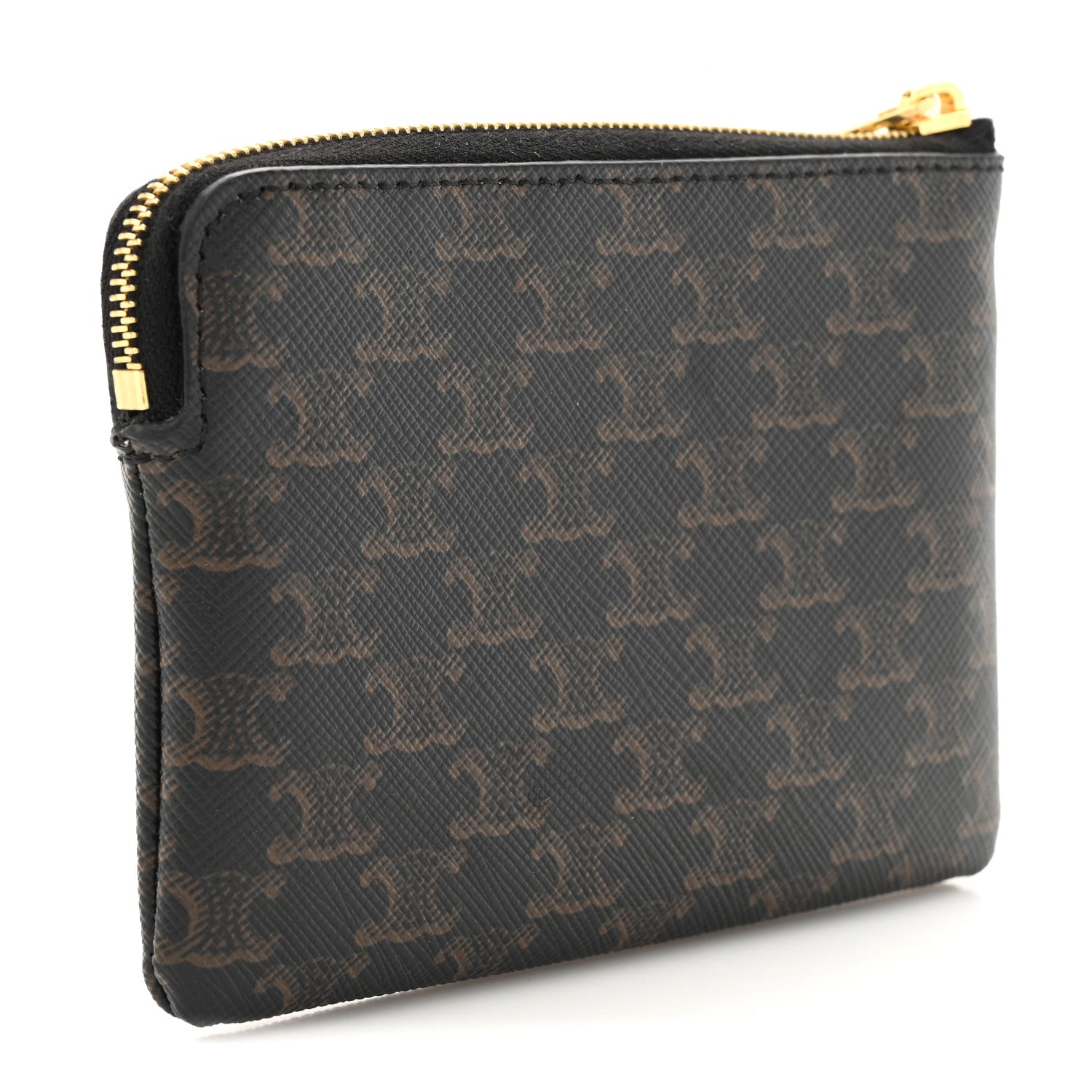 Celine Triomphe Canvas Logo Coin and Card Pouch With Hook Black 3 of 7