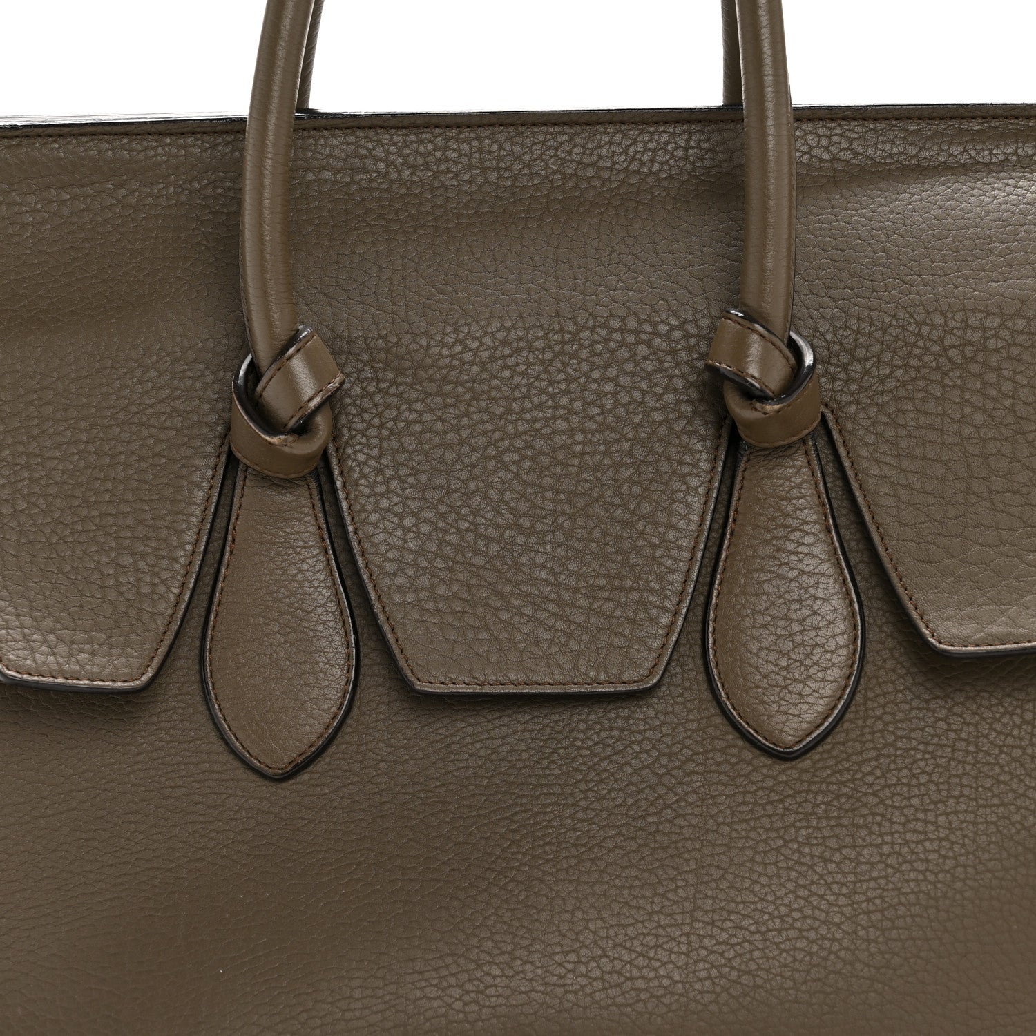 Celine Crisped Calfskin Large Tie Knot Tote Dark Khaki 9 of 17