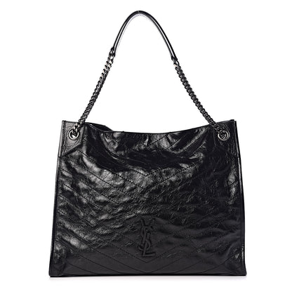 Saint Laurent Crinkled Calfskin Matelasse Monogram Niki Shoulder Bag Black 1 of 9