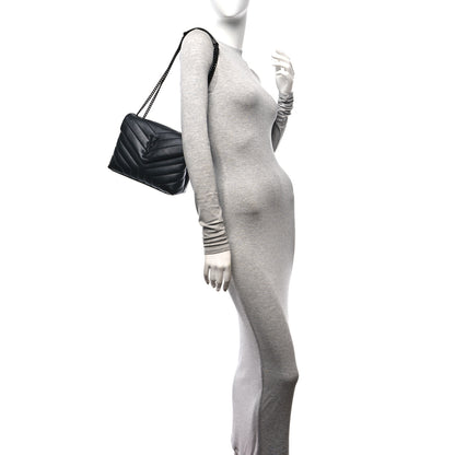 Saint Laurent Calfskin Y Quilted Monogram Monochrome Small Loulou Chain Satchel Black 2 of 10