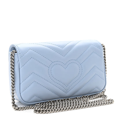 Gucci Calfskin Matelasse Super Mini GG Marmont Shoulder Bag Porcelain Light Blue 3 of 11