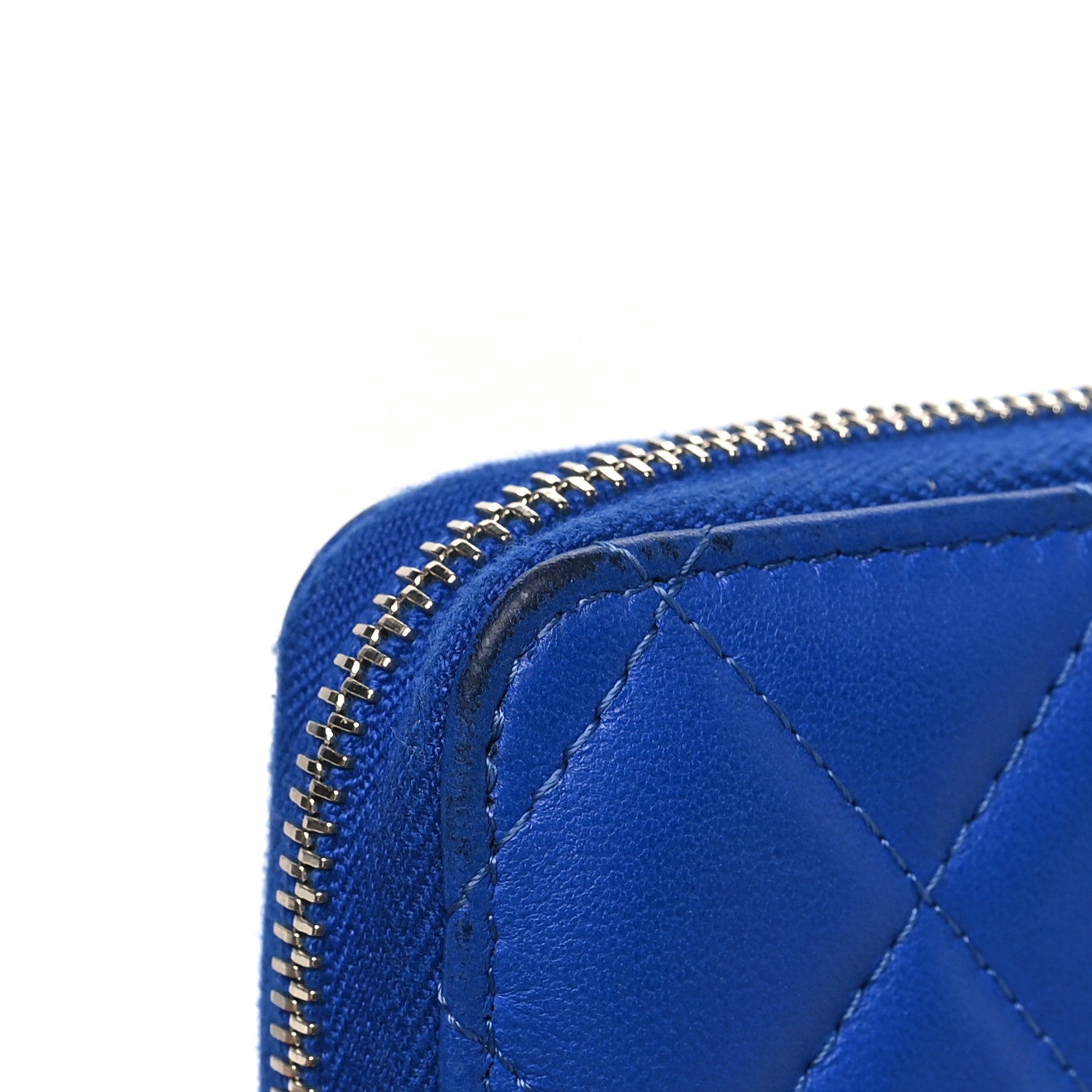 Chanel Lambskin Quilted Medium Zip Around Wallet Blue 10 of 12