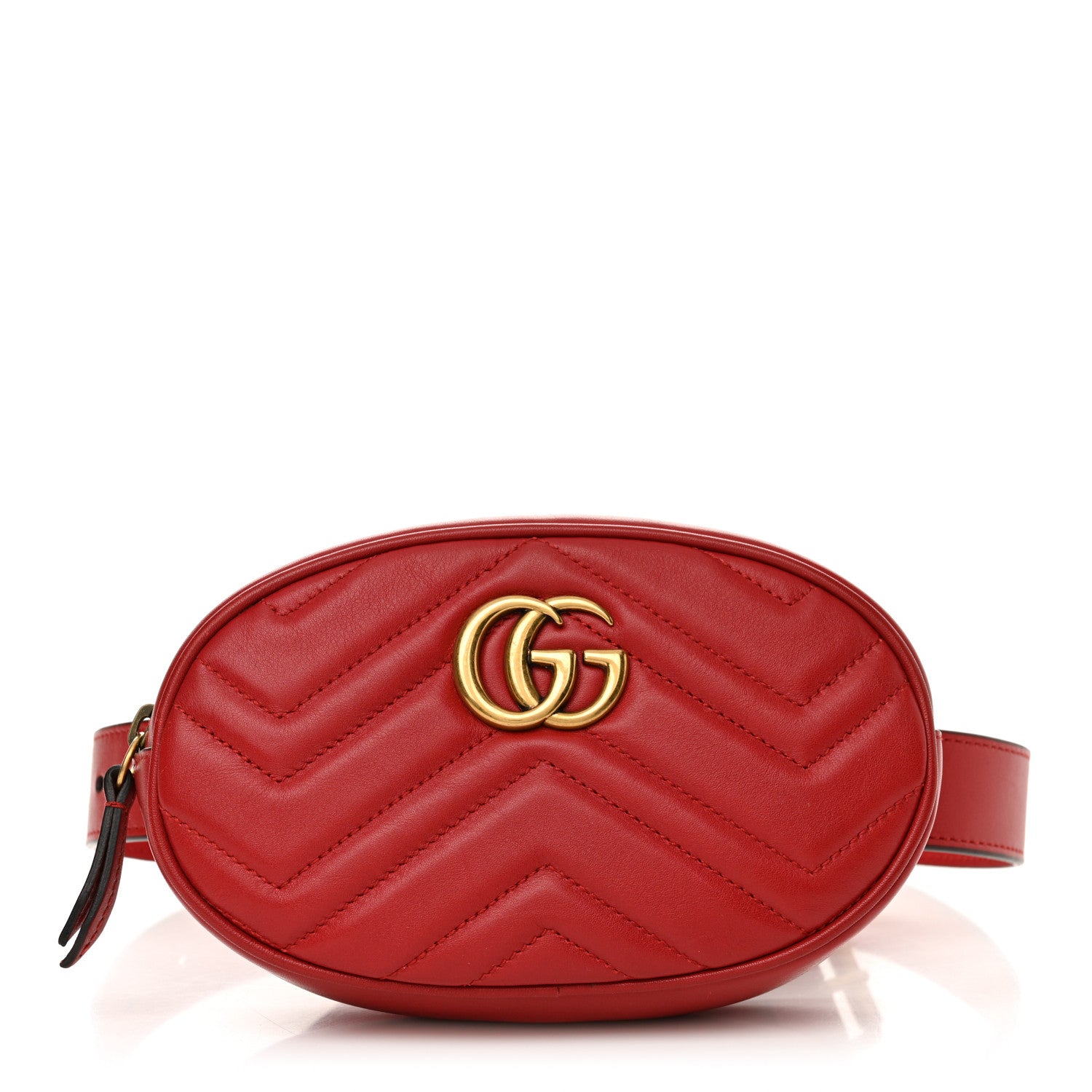 Gucci Calfskin Matelasse GG Marmont Belt Bag 85 34 Hibiscus Red 1 of 13