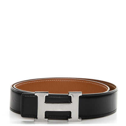 Hermes Togo Box 32mm Calandre H Belt 85 Gold Black 1 of 6