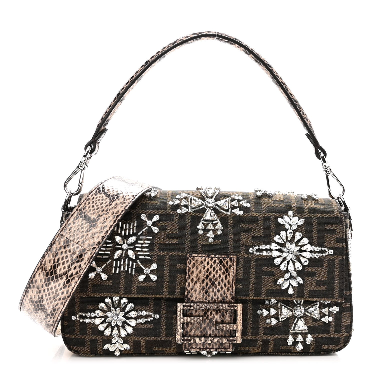 Fendi Re-Edition Elaphe Fabric Jacquard FF 1974 Embroidered Baguette Multicolor 1 of 9