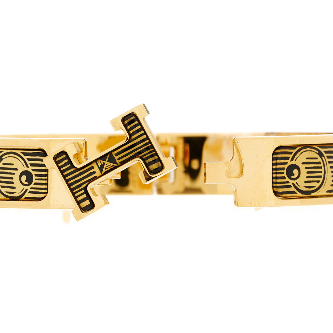 Enamel Narrow Printed Bijoux Trompe l'Oeill Clic Clac H Bracelet GM Black