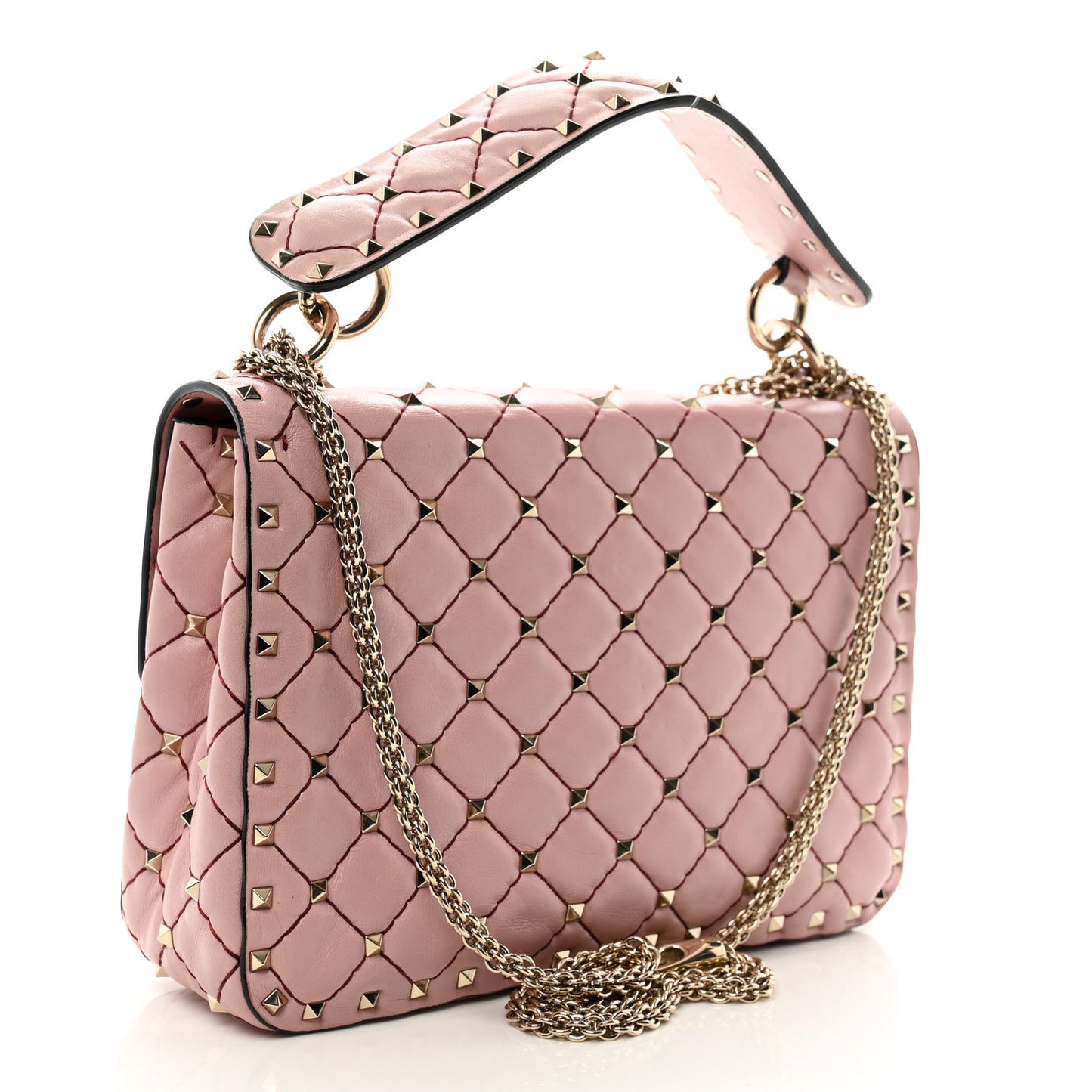 Lambskin Medium Rockstud Spike Shoulder Bag Poudre