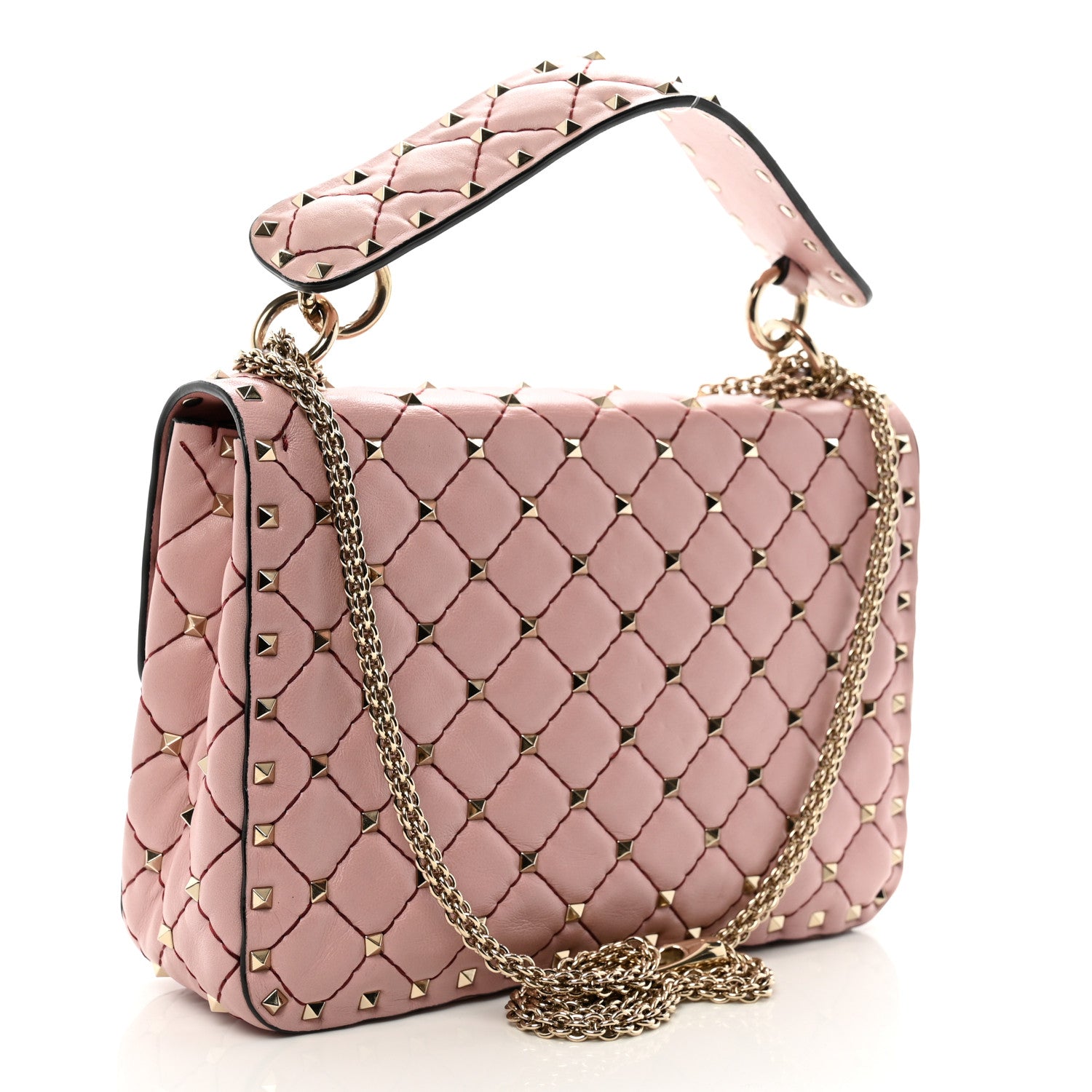 Valentino Garavani Lambskin Medium Rockstud Spike Shoulder Bag Poudre 3 of 10