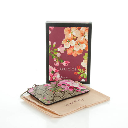 Gucci GG Supreme Monogram Blooms Key Ring Coin Case Beige Multicolor Dry Rose 4 of 6