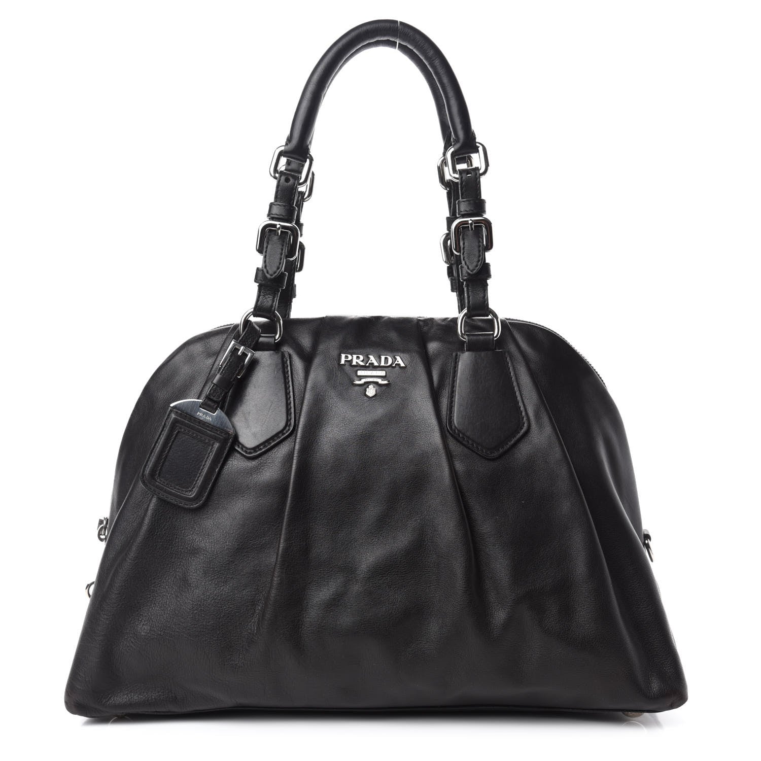 Prada Soft Calf Dome Sachel Black 1 of 11