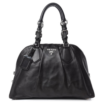 Prada Soft Calf Dome Sachel Black 1 of 11
