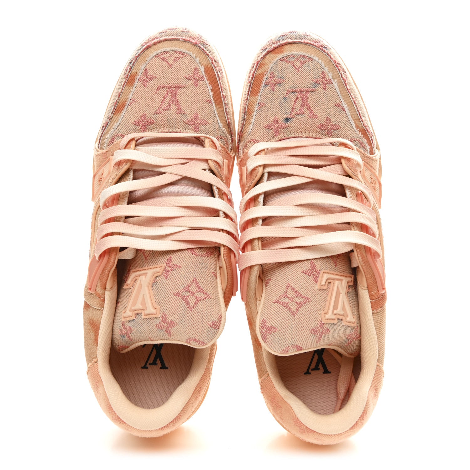 Louis Vuitton Monogram Denim Mens LV Trainer Sneakers 8 Orange 2 of 11