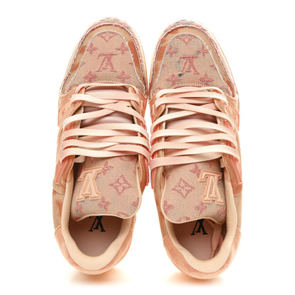 Louis Vuitton Monogram Denim Mens LV Trainer Sneakers 8 Orange 2 of 11
