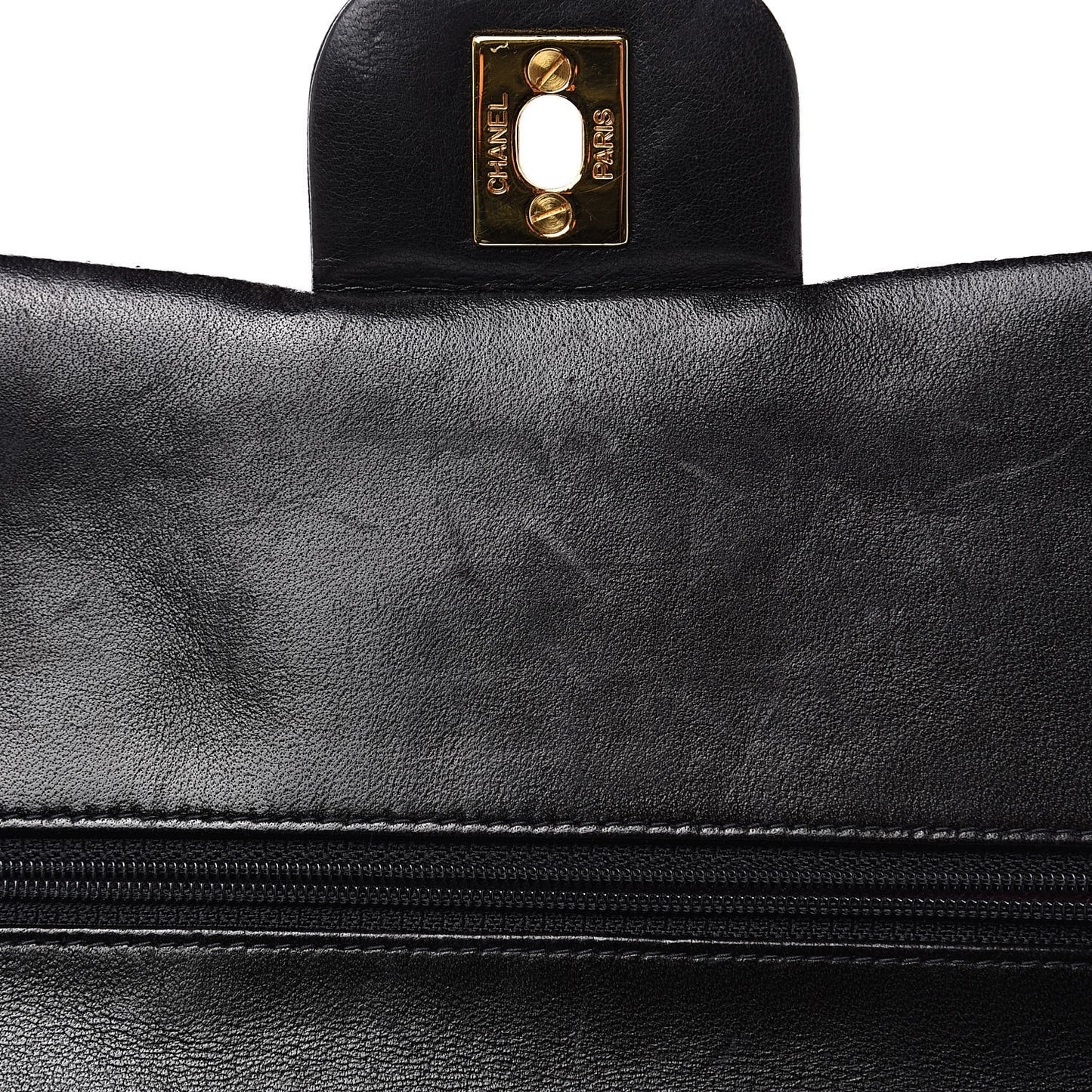Lambskin Quilted Medium Double Flap Black