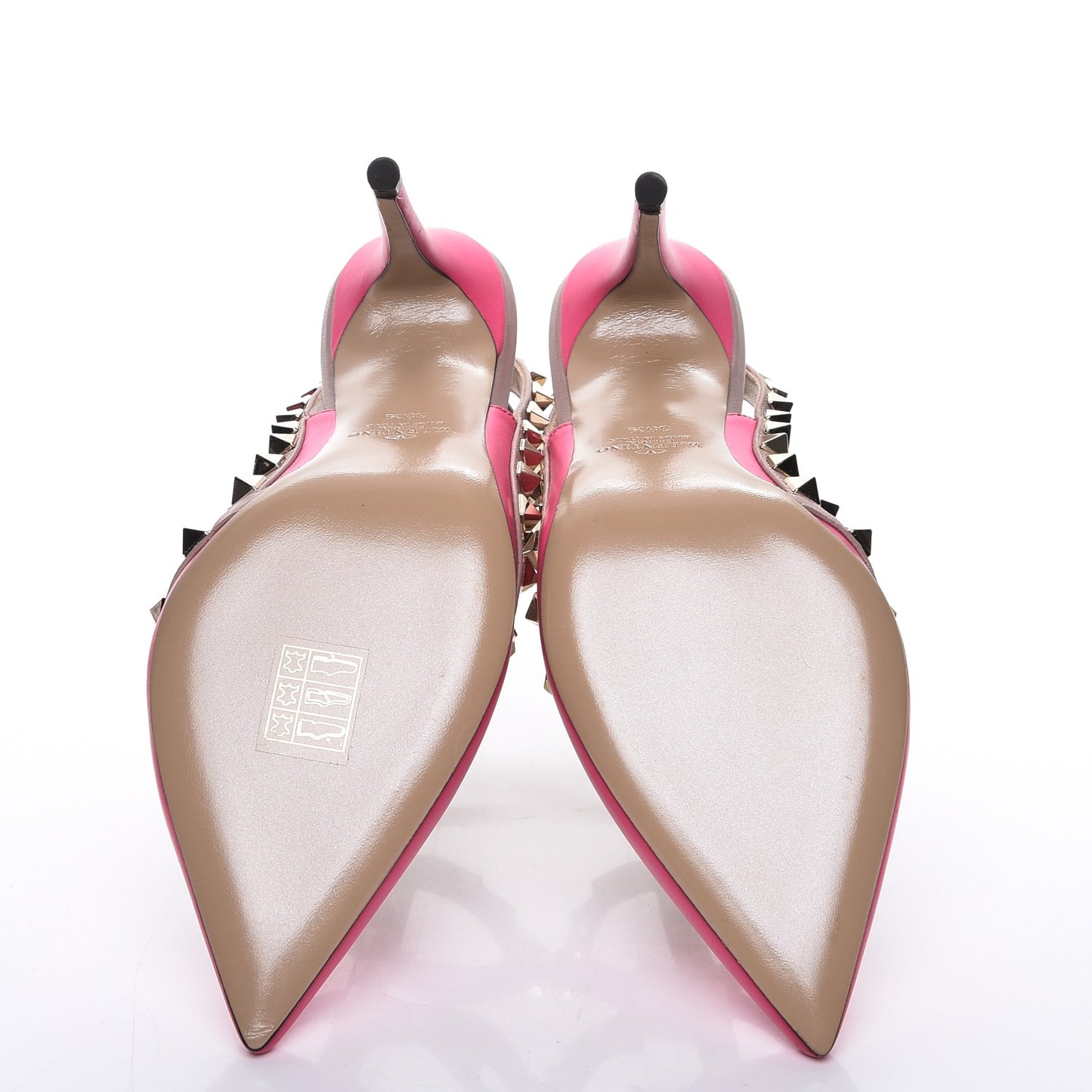 Calfskin Nappa Rockstud Ankle Strap 100mm Pumps 35.5 Peony Poudre