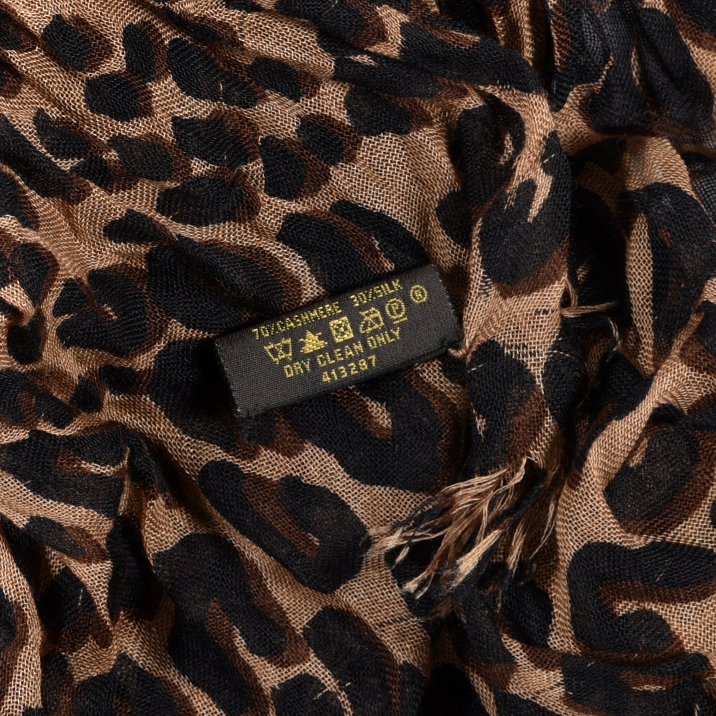 Cashmere Silk Leopard Etole Stole Marron