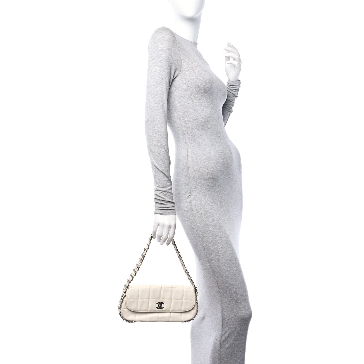 Chanel Lambskin Quilted Chocolate Bar 3 Chain Flap White 2 of 11