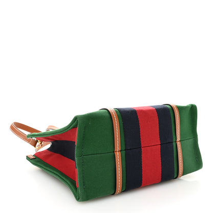 Gucci Canvas Calfskin Web Small Interlocking G Tote Bag Green Red 4 of 10