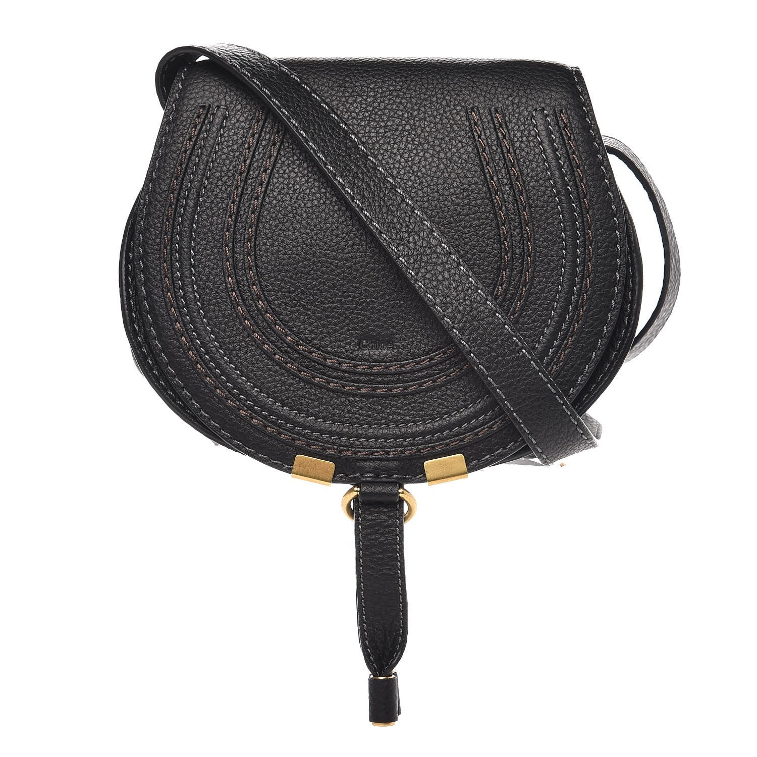Chloe Calfskin Mini Marcie Round Crossbody Bag Black 1 of 7