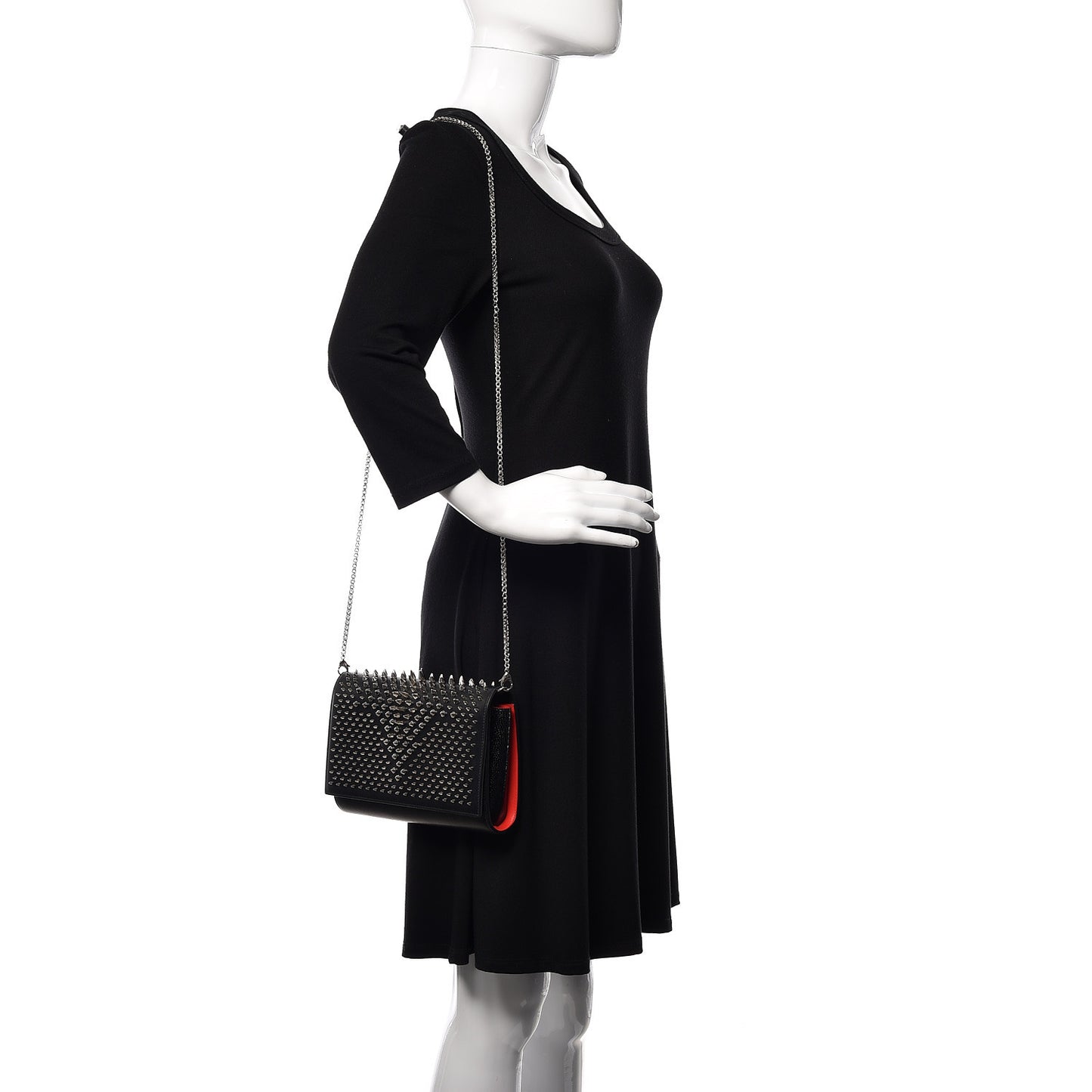 Calfskin Patent Jurassic Spikes Paloma Clutch Black