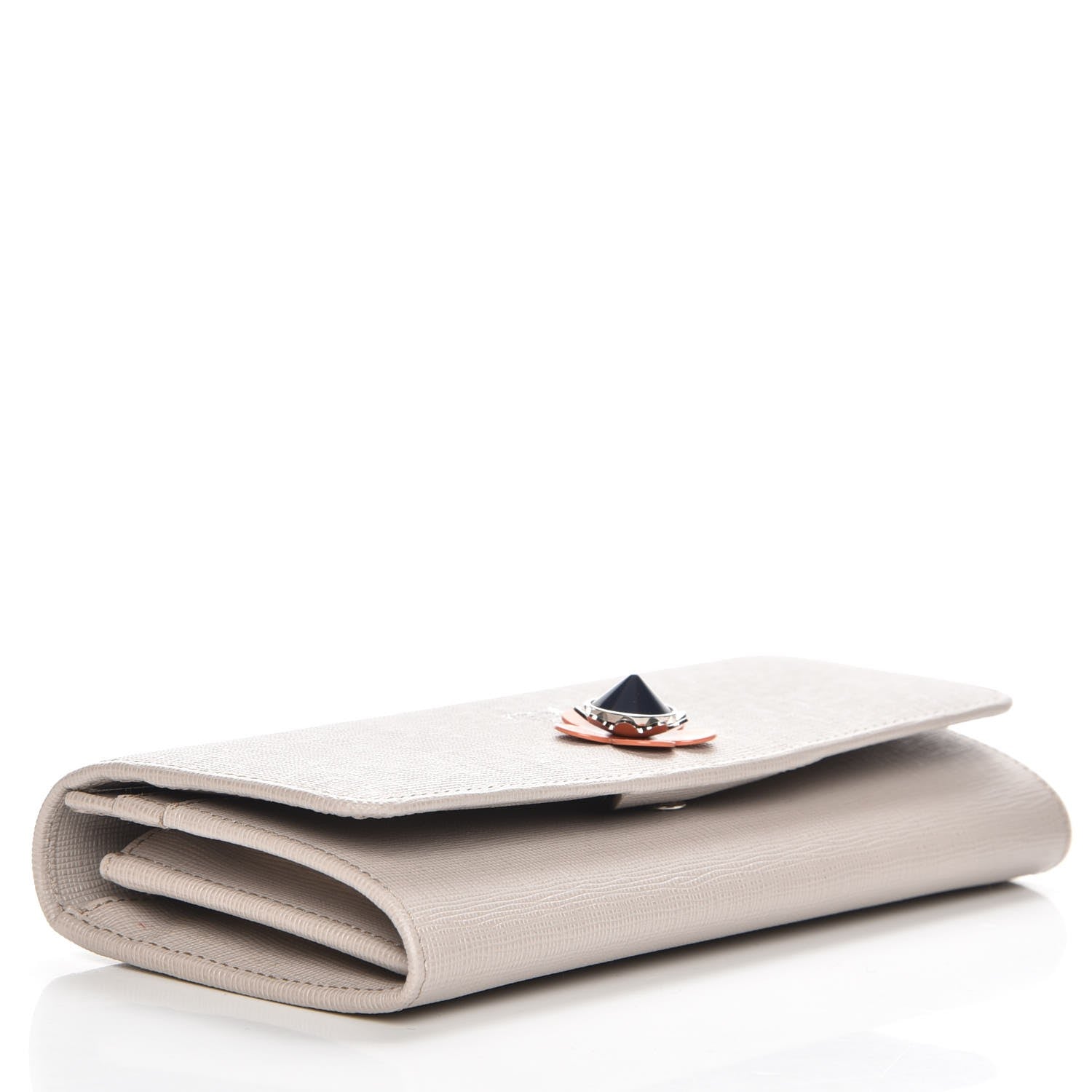 Fendi Vitello Elite Flowerland Continental Wallet Grigio Polvere 4 of 11