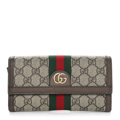 Gucci GG Supreme Monogram Web Ophidia Continental Wallet Brown 1 of 10