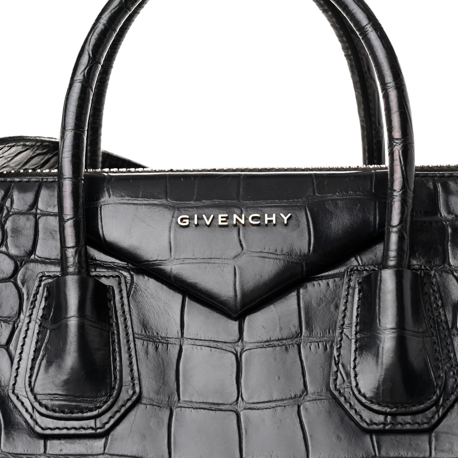 Givenchy Calfskin Crocodile Embossed Large Antigona Black 8 of 15
