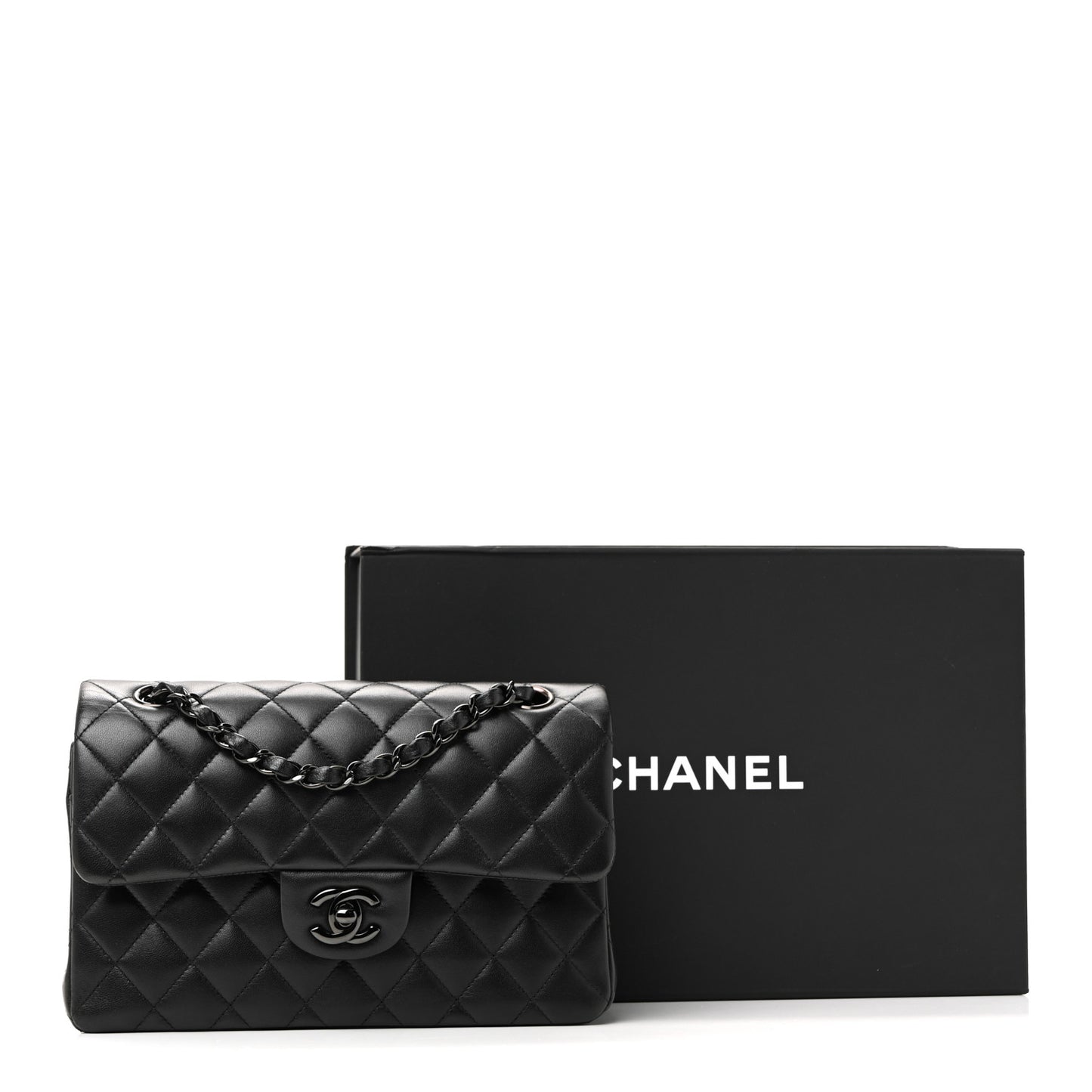 Lambskin Quilted Small Double Flap So Black