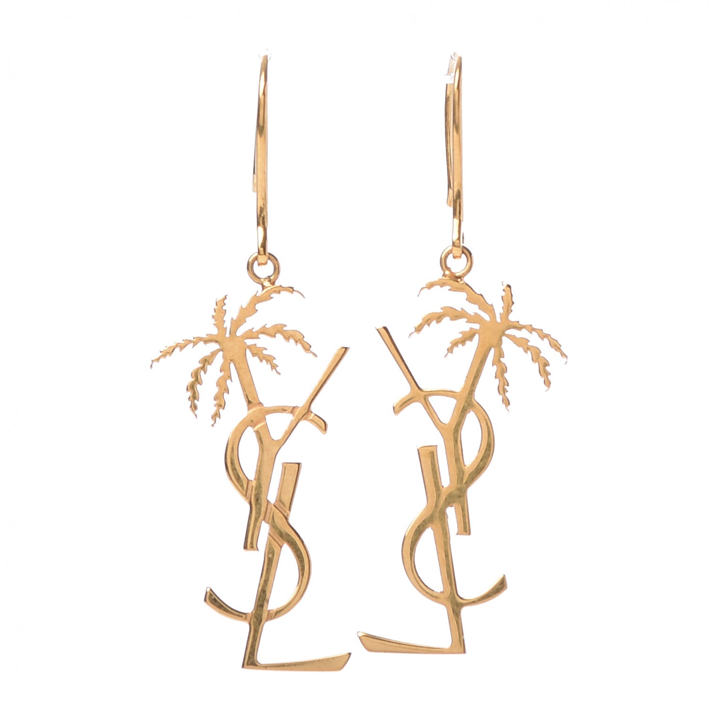 Metal Monogram Palm Earrings Gold