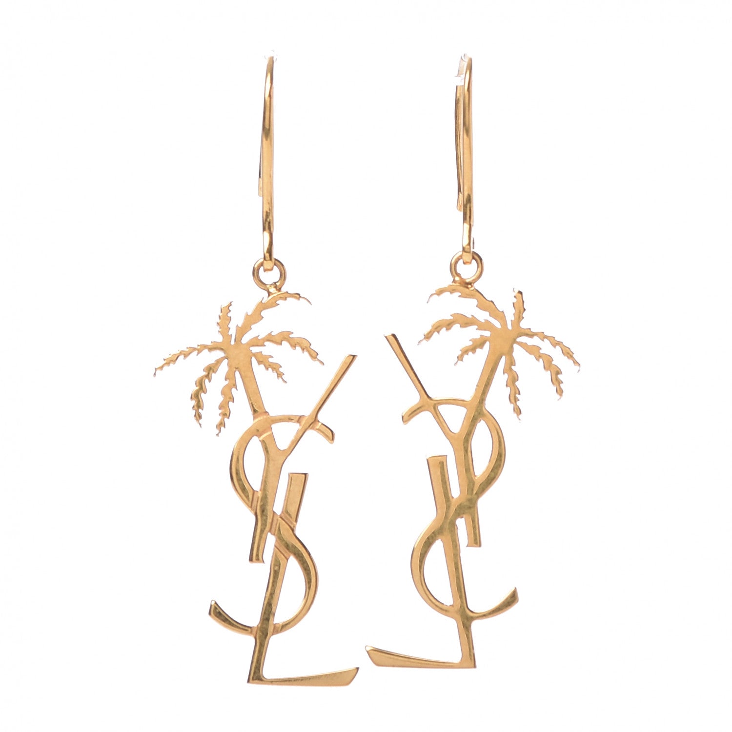 Saint Laurent Metal Monogram Palm Earrings Gold 1 of 4