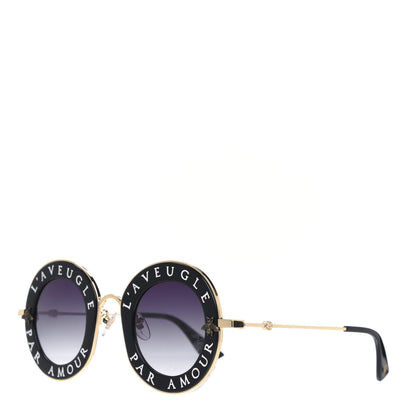 Gucci Metal L'Aveugle Par Amour Round Frame Sunglasses GG0113S Black 1 of 4
